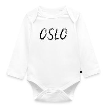 Oslo in Black Urban Brush - Organic Longsleeve Baby Bodysuit - white - Front