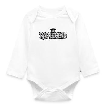 RAP LEGEND - Chrome 3D Bubble Style with Crown - Organic Longsleeve Baby Bodysuit - white - Front