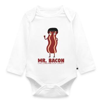 Mr.Bacon - Live long and stay crispy - Organic Longsleeve Baby Bodysuit - white - Front