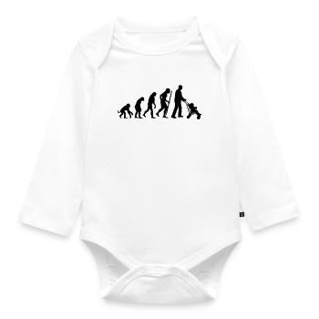 Die Entwicklung des Super-Papa - Baby Bio-Langarm-Body - Weiß - Vorne