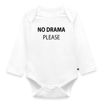 No Drama Please - Organic Longsleeve Baby Bodysuit - white - Front