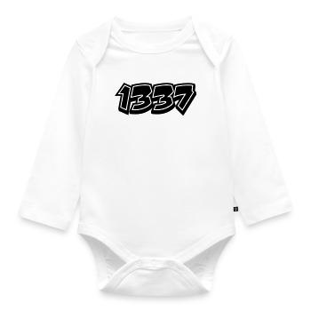leet Noob N00b 1337 - Baby Bio-Langarm-Body - Weiß - Vorne