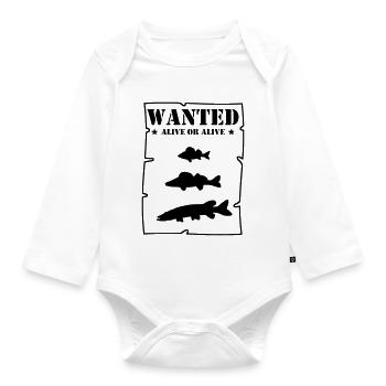 Wanted alive or alive - Organic Longsleeve Baby Bodysuit - white - Front