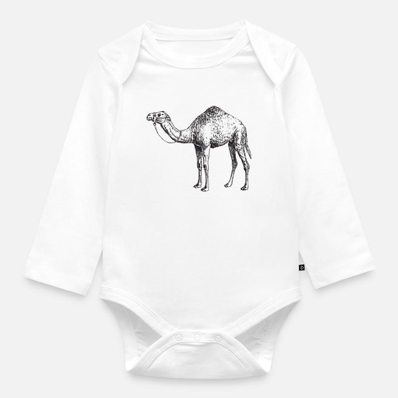 Kamel - Baby Bio-Langarm-Body - Weiß