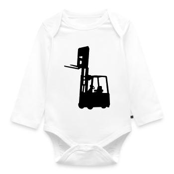 Fork-lift truck - Organic Longsleeve Baby Bodysuit - white - Front