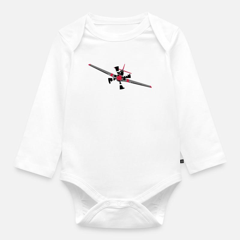 Flugzeug - Baby Bio-Langarm-Body - Weiß