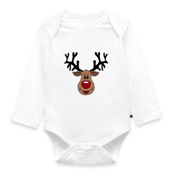 Rudolf le renne du Père Noël - Body Bébé bio manches longues - blanc - Devant
