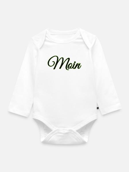 Moin (Zweifarbig) - Baby Bio-Langarm-Body - Weiß