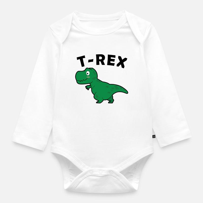 T-REX - Baby Bio-Langarm-Body - Weiß