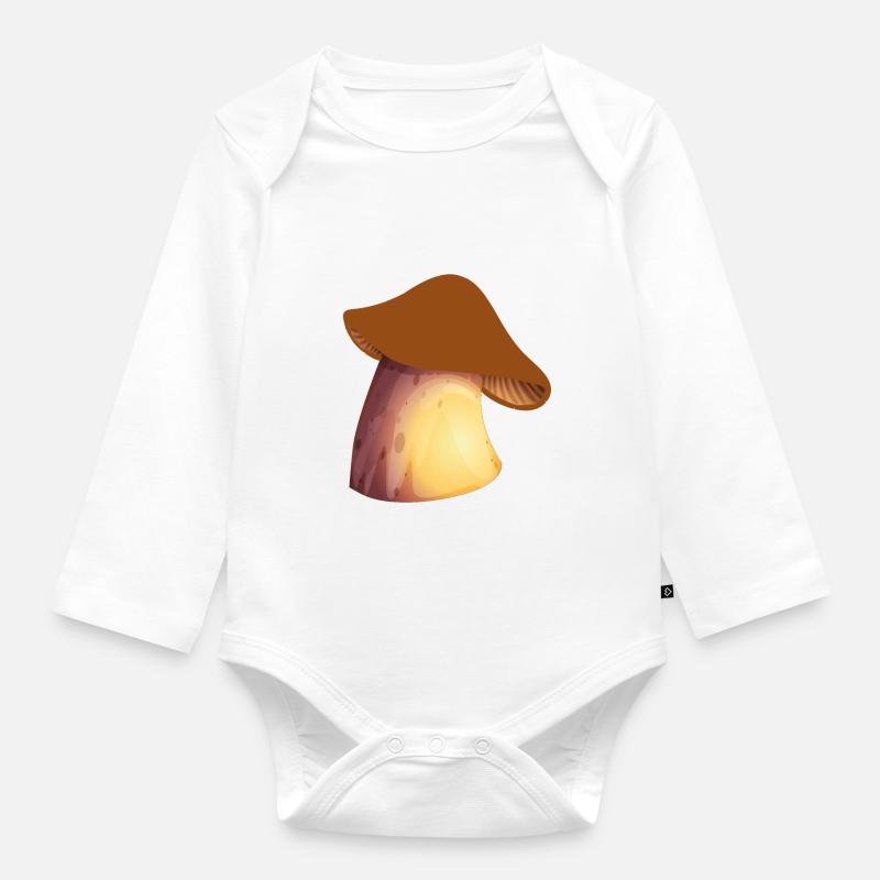 Champignons champignons champignons champignons champignons champignons - Body Bébé bio manches longues - blanc