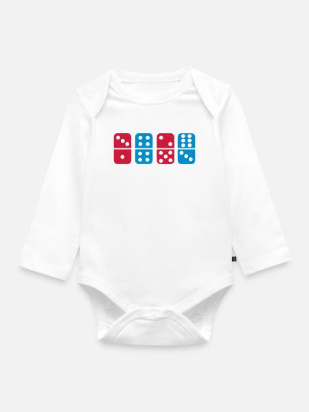 Domino - Baby Bio-Langarm-Body - Weiß
