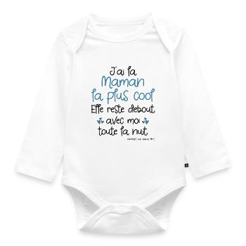 La maman la plus cool - Body Bébé bio manches longues - blanc - Devant