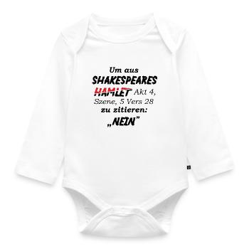 Shakespeare lustiges Hamlet Zitat Nein - Baby Bio-Langarm-Body - Weiß - Vorne