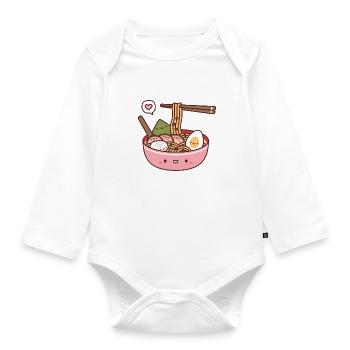 Ramen japanische Nudel - Baby Bio-Langarm-Body - Weiß - Vorne