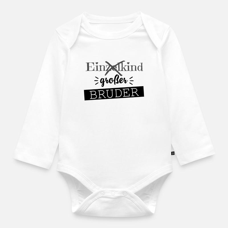 Großer Bruder statt Einzelkind - Baby Bio-Langarm-Body - Weiß