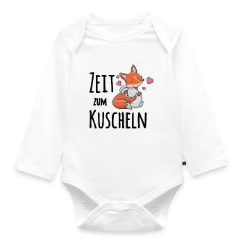 Fuchs und ein Kaninchen die mit einander Kuscheln - Baby Bio-Langarm-Body - Weiß - Vorne