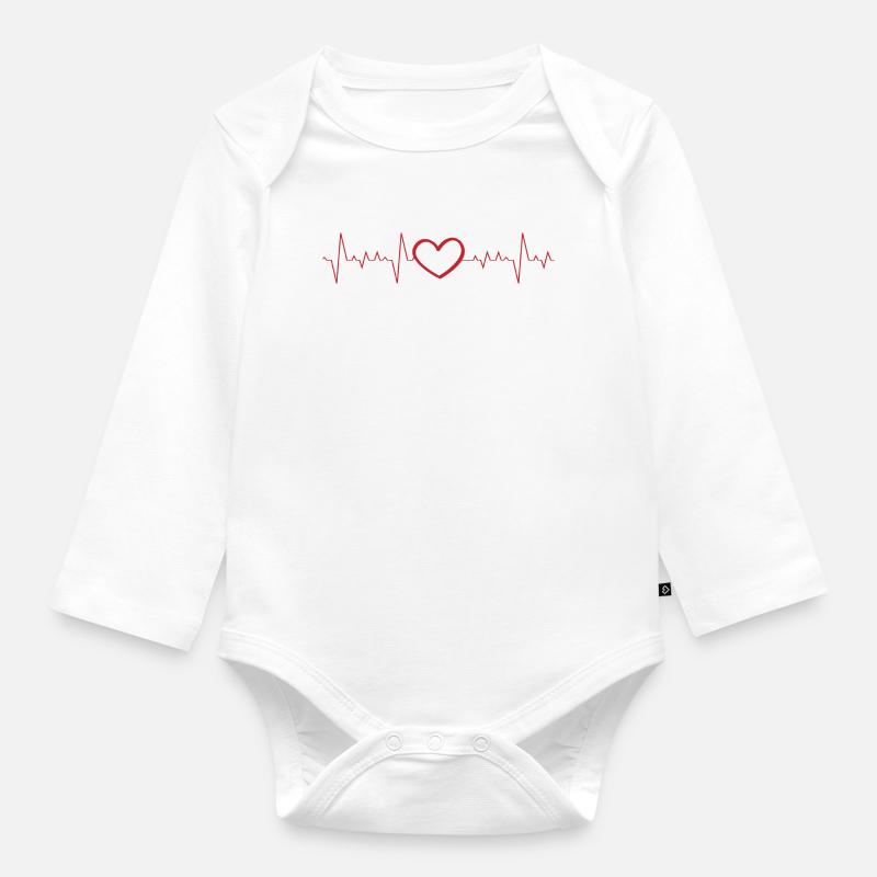 Cardiogram Pulse - Organic Longsleeve Baby Bodysuit - white