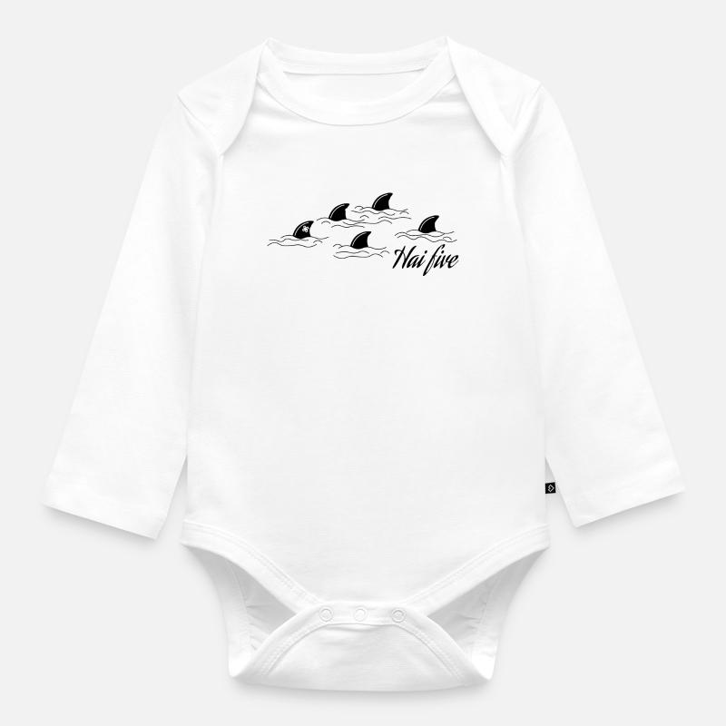 Hai Five - Haifisch Geschenk - Baby Bio-Langarm-Body - Weiß