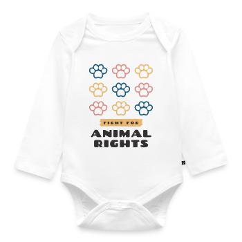 Fight for animal rights - Organic Longsleeve Baby Bodysuit - white - Front