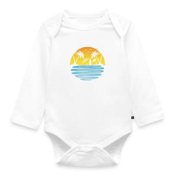 Palmiers Été soleil mer et plage - Body Bébé bio manches longues - blanc - Devant
