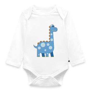 cheerful dinosaur cuddly toy child cute primeval time - Organic Longsleeve Baby Bodysuit - white - Front