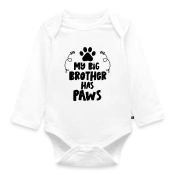 My big brother has paws baby announcement - Organic Longsleeve Baby Bodysuit - white - Front