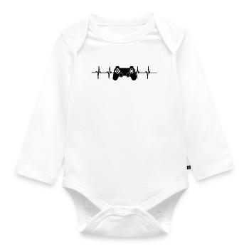 console heartbeat - Organic Longsleeve Baby Bodysuit - white - Front