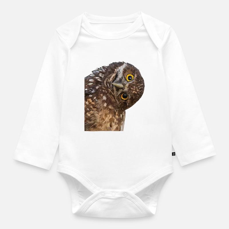 Eule - Baby Bio-Langarm-Body - Weiß