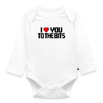 I love you to the bits - Organic Longsleeve Baby Bodysuit - white - Front