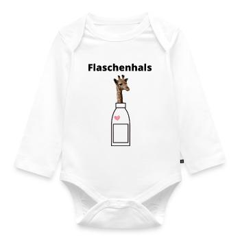 Wortspiel Flaschenhals Giraffe Flasche Lustig - Baby Bio-Langarm-Body - Weiß - Vorne