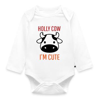Baby I m Cute Ich bin niedlich Cow Kuh - Baby Bio-Langarm-Body - Weiß - Vorne