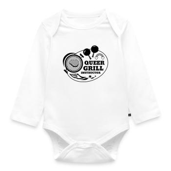 Queer Grill Instructor BBQ Gift Idea - Organic Longsleeve Baby Bodysuit - white - Front