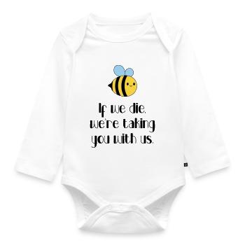 Ecology - Let's protect the bees! - Organic Longsleeve Baby Bodysuit - white - Front