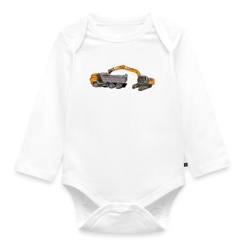 Bagger belädt LKW - Baby Bio-Langarm-Body - Weiß - Vorne