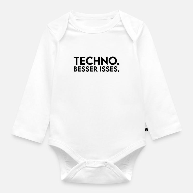 Techno Spruch - Baby Bio-Langarm-Body - Weiß