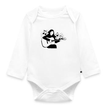 Ein klassischer Folk-Gitarrist, der Gitarre spielt - Baby Bio-Langarm-Body - Weiß - Vorne