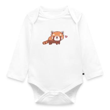 Mignon petit griffonnage de panda rouge - Body Bébé bio manches longues - blanc - Devant