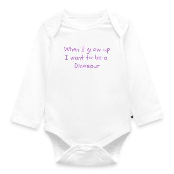 When I grow up... Dinosaur - Baby Bio-Langarm-Body - Weiß - Vorne