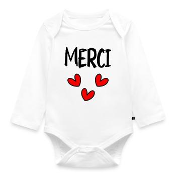 VIELEN DANK. DANKE. VIELEN DANK. JAHRESTAG. GEBURT. - Baby Bio-Langarm-Body - Weiß - Vorne