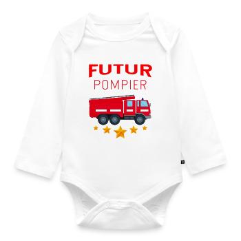 Futur pompier Cadeau Bébé Et Enfant - Body Bébé bio manches longues - blanc - Devant