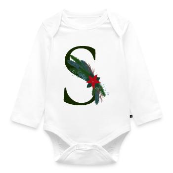 S – dekoratives Schriftzeichen – Weihnachten - Baby Bio-Langarm-Body - Weiß - Vorne