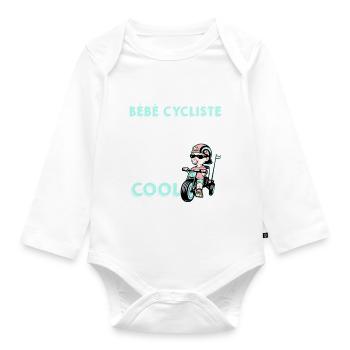 Bebe Cycliste De papa Et Maman Cadeau Naissance - Body Bébé bio manches longues - blanc - Devant