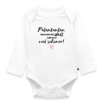 Patentanten machen die Welt viel schöner / Tante - Baby Bio-Langarm-Body - Weiß - Vorne
