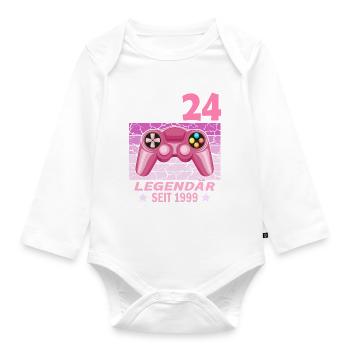 24. Geburtstag Gamer zocken Geburtstjahr 1999 - Baby Bio-Langarm-Body - Weiß - Vorne