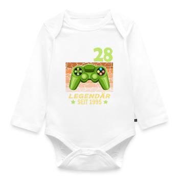 28. Geburtstag Gamer zocken Geburtstjahr 1995 - Baby Bio-Langarm-Body - Weiß - Vorne