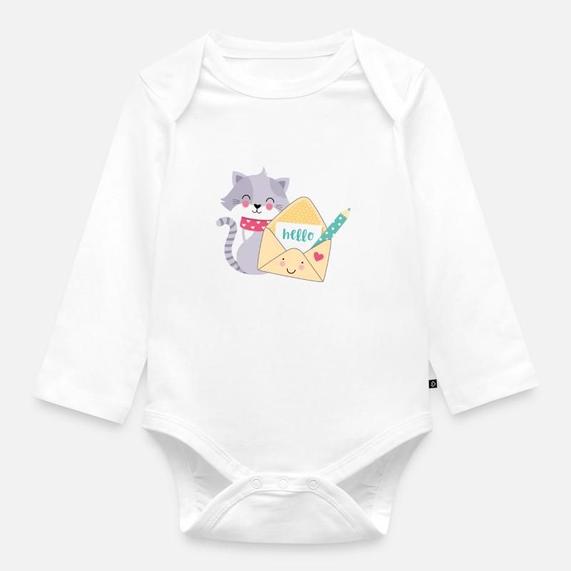 Poste pour chat - Body Bébé bio manches longues - blanc