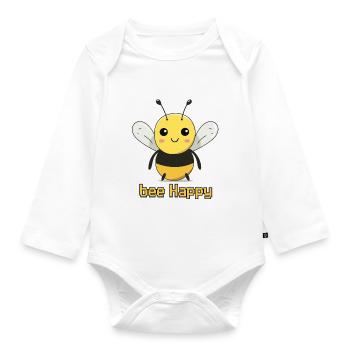 bee Happy - Baby Bio-Langarm-Body - Weiß - Vorne