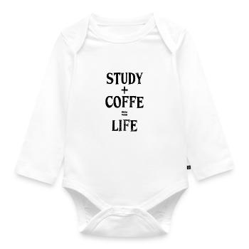 Studieren und Kaffee - Baby Bio-Langarm-Body - Weiß - Vorne