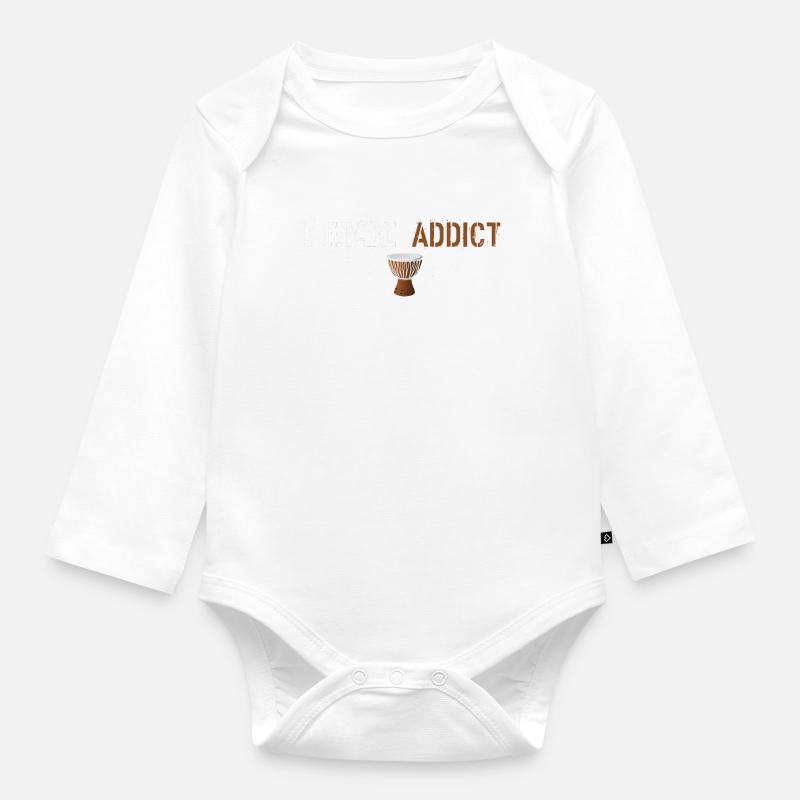 Djembé addict - Body Bébé bio manches longues - blanc
