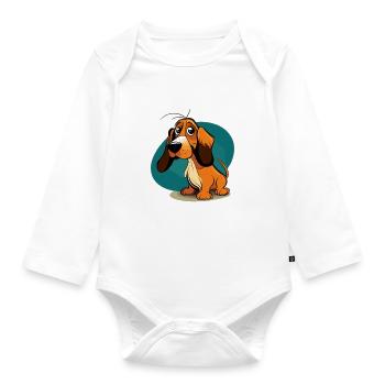 Dog in comic style - Organic Longsleeve Baby Bodysuit - white - Front